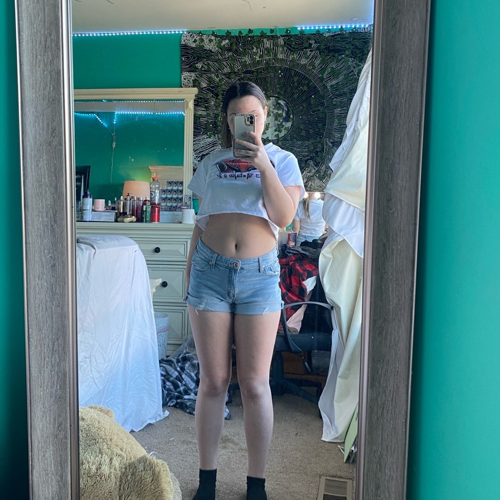 Light blue jean shorts